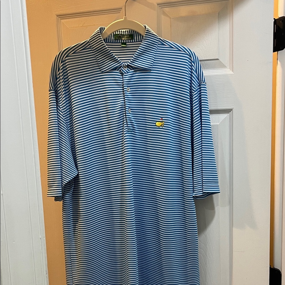 Peter Millar Navy and White Striped Polo